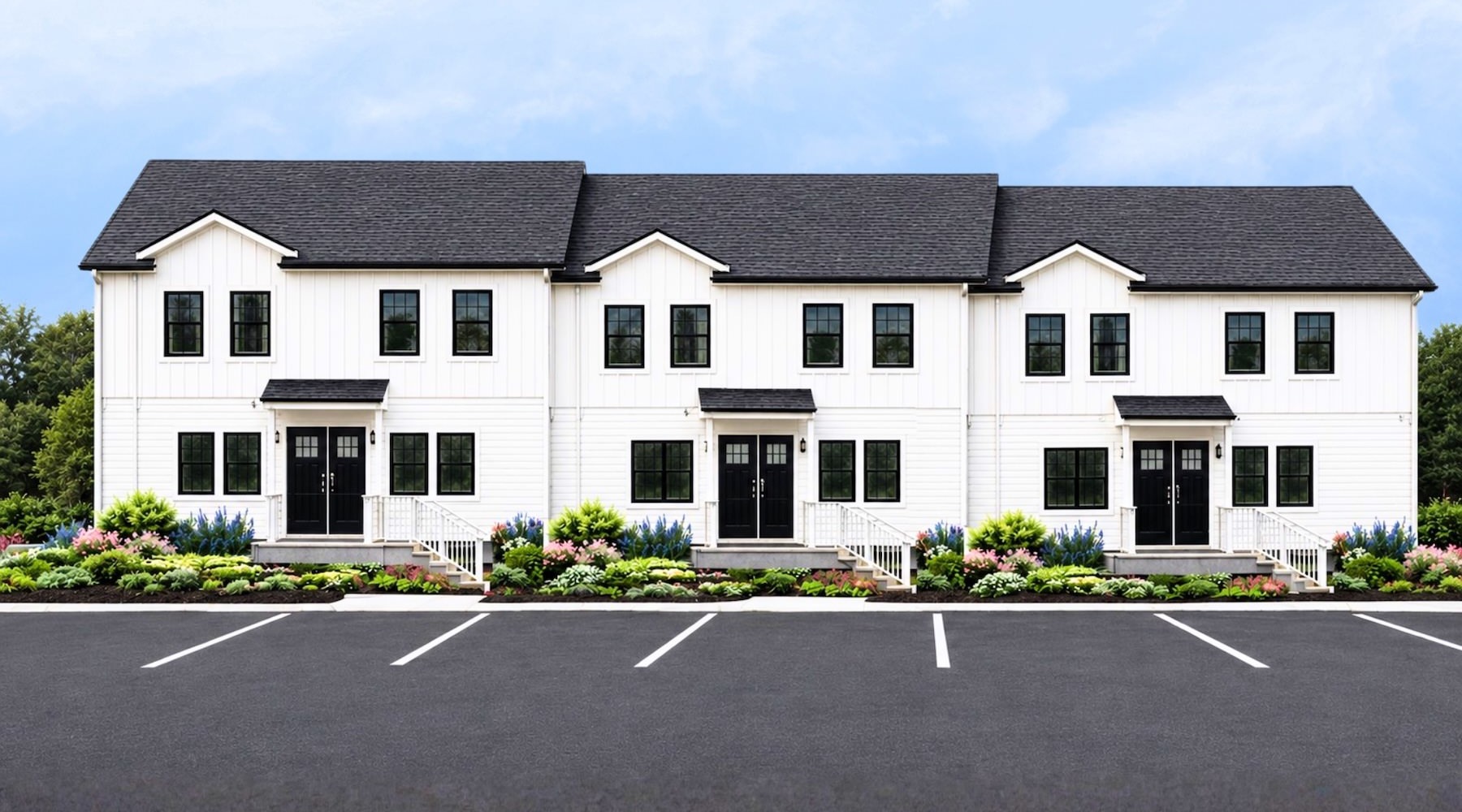 a large building with a parking lot
